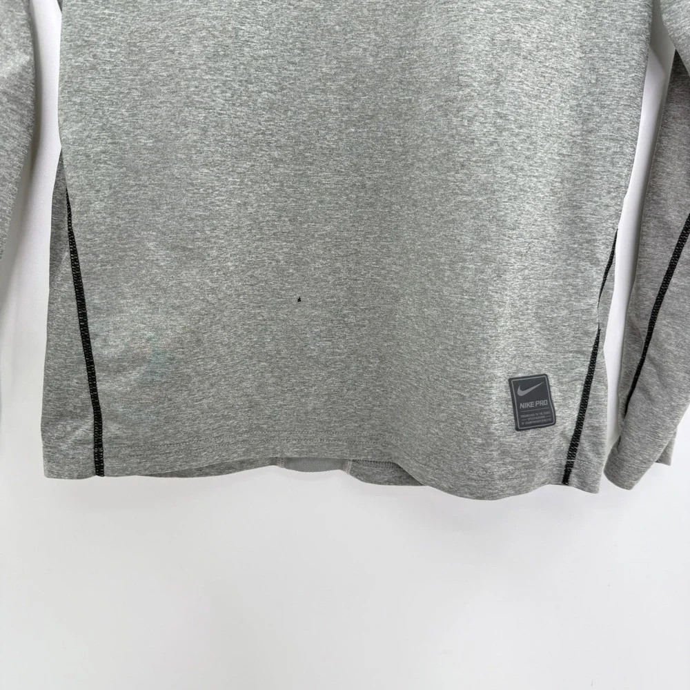 Nike Pro Fitted Training Long Sleeve Top Gray Kids L Large Activewear See Photos